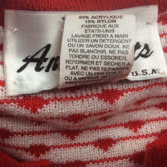 Vintage Ami Knits Red & White Scandinavian 80s Festive Cardigan Sweater Size 8 - Picture 4 of 4